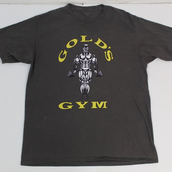 Vintage Golds Gym Shirt Mens Medium Gray Tshirt Workout lifting World - Picture 1 of 7
